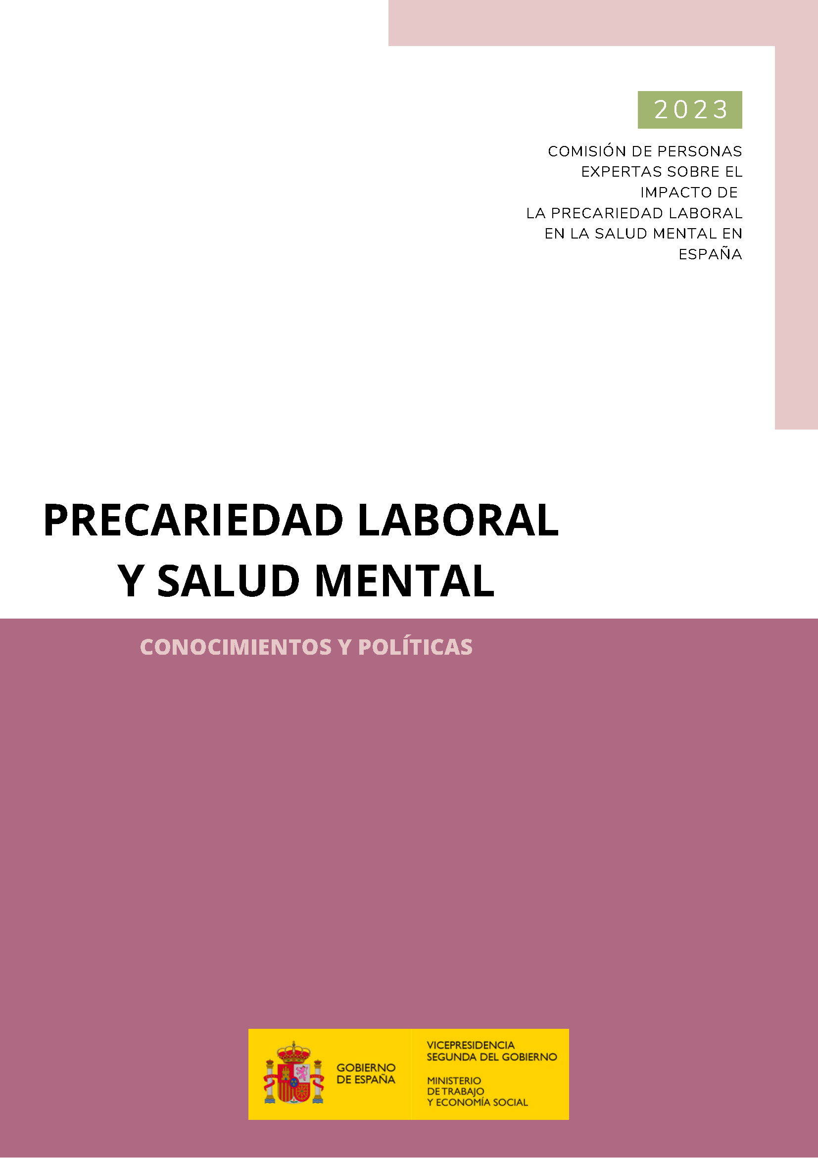 Informe  Precariedad Laboral y Salud Mental Conocimientos y Políticas. MINISTERIO DE TRABAJO Y ECONOMÍA SOCIAL 2023