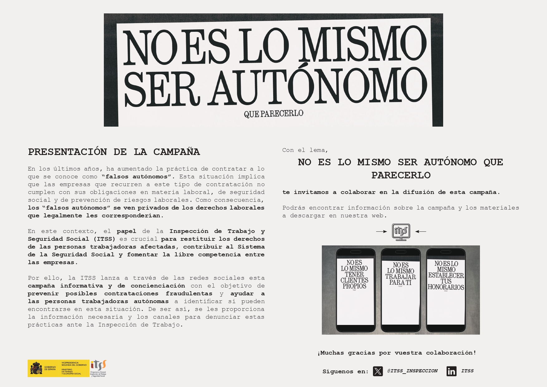 CAMPAÑA INFORMATIVA SOBRE FALSOS AUTÓNOMOS